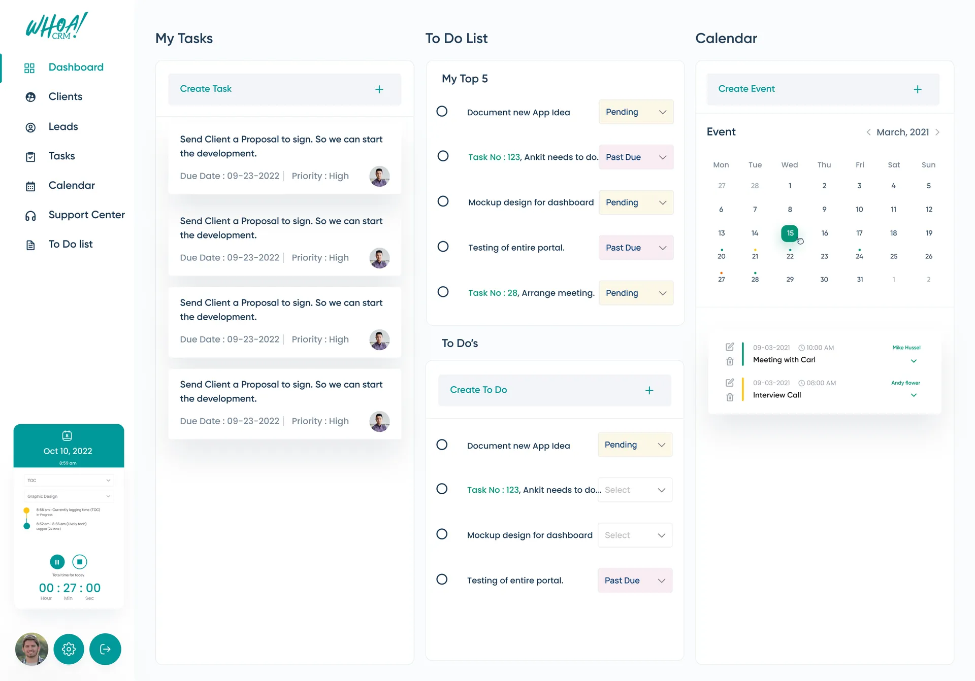 WhoaCRM — Client & Support Management Dashboard — 05